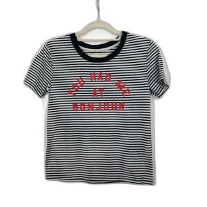 Fifth Sun Black and White Striped Graphic T-shirt Size XS